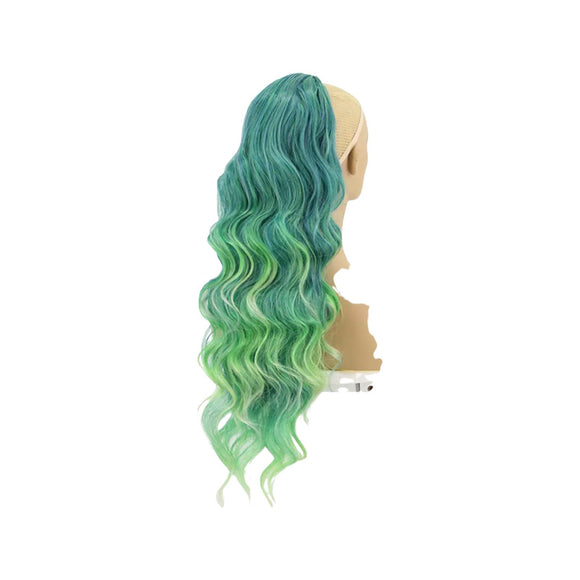 Synthetic Hair Ponytail - Body Wave - Rainbow Green
