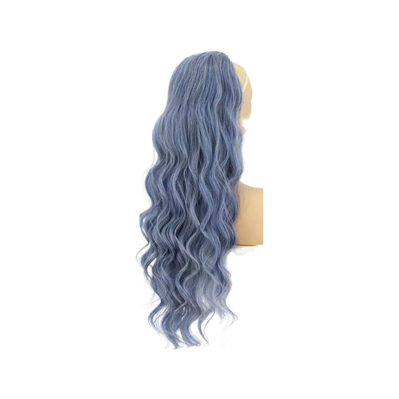 Synthetic Hair Ponytail - Body Wave - Silver Blue